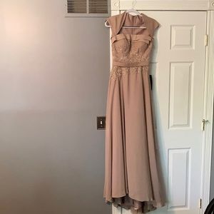 Izidress beige beaded gown. Size 6. Nwt.